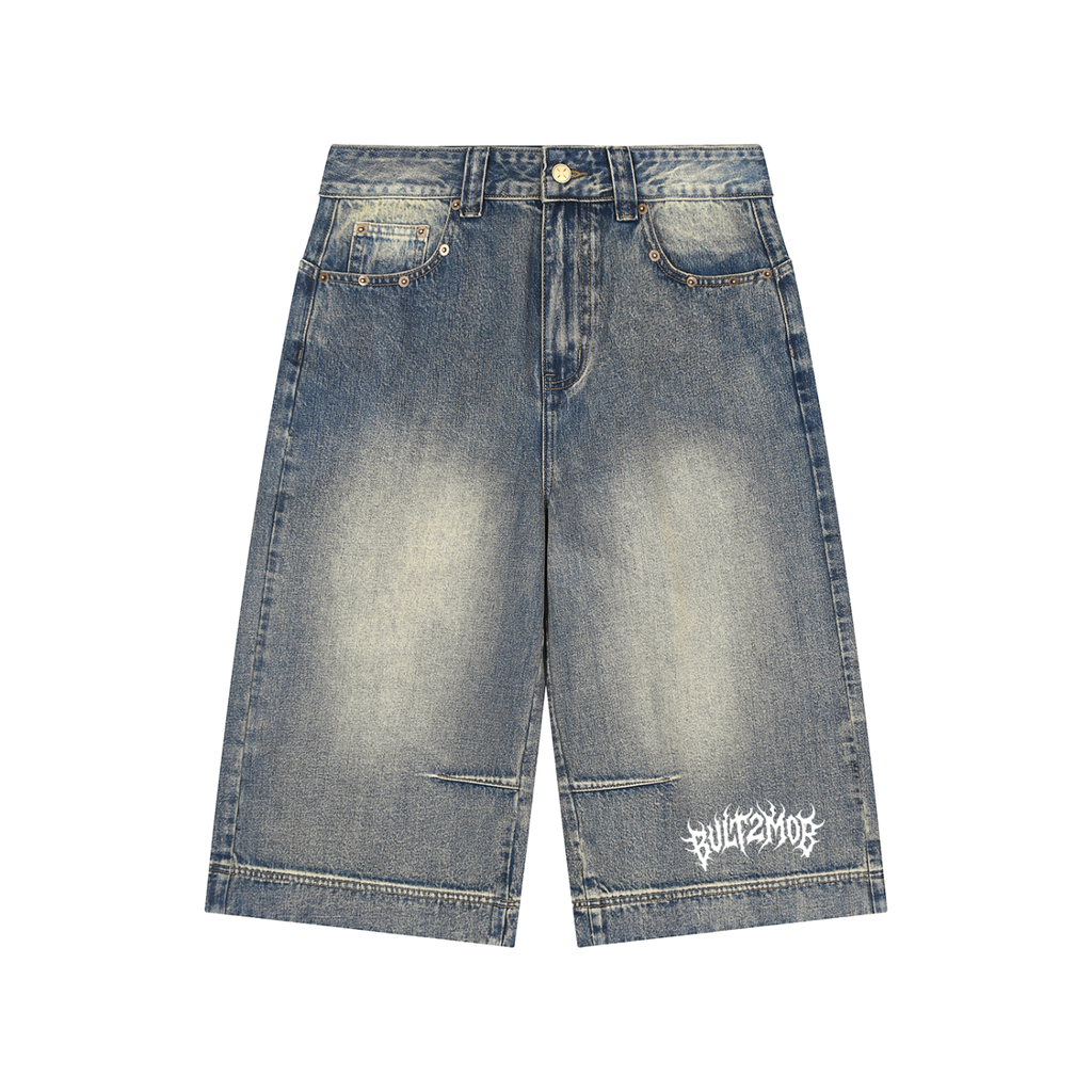 Vintage Wash Baggy Denim Shorts